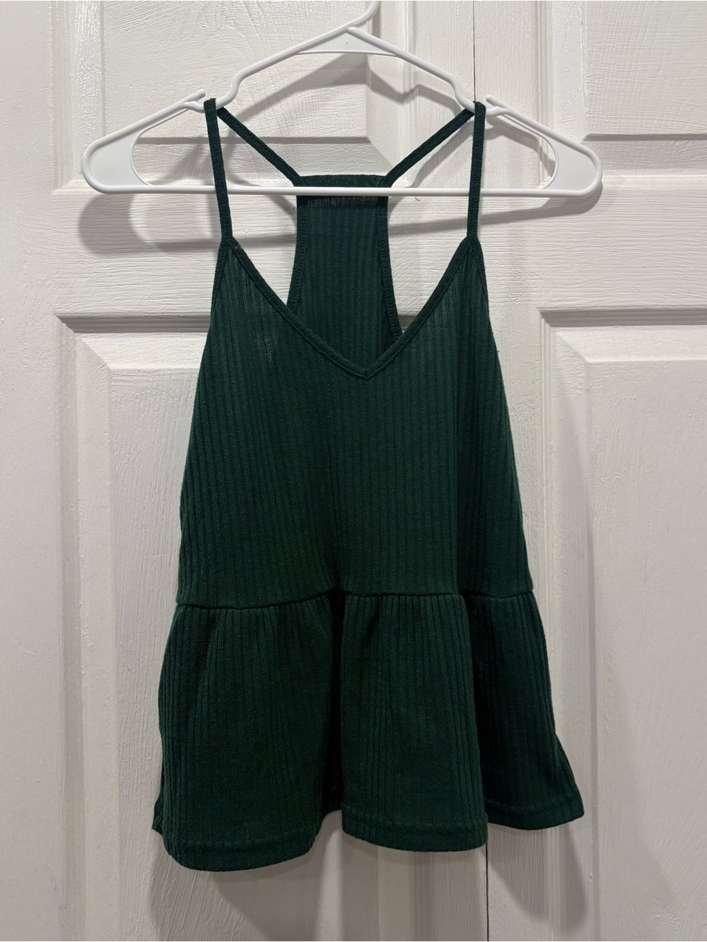 SHEIN Dark Green Flowy Peplum Tank Top - Size Medium